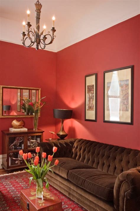 dark red living room walls